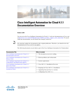 Cisco Intelligent Automation for Cloud Documentation Overview, 4.1.1