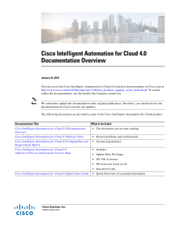 Cisco Intelligent Automation for Cloud 4-0 Documentation Overview