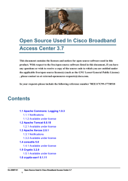 Cisco Broadband Access Center Third Party and Open Source Copyrights Document 3.7