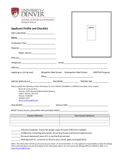Committee Letter Applicant Profile and Checklist