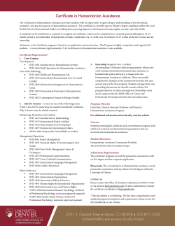 Certificate program in Humanitarian Assistance fact sheet