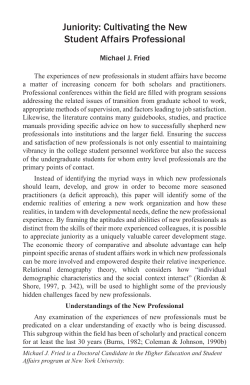 Juniority: Cultivating the New Student Affairs Professional