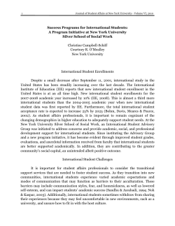 Success Programs for International Students: A Program Initiative at the New York University Silver School of Social Work