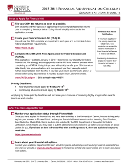 2015-16 Financial Aid Application Checklist