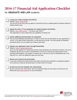 2016-17 Financial Aid Application Checklist