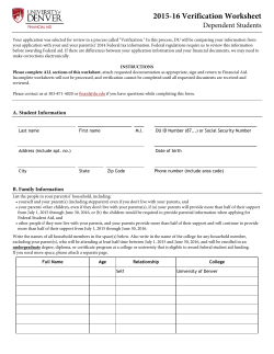 Verification Worksheet for Dependent Students