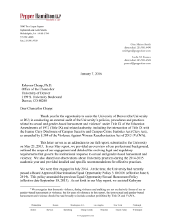 Audit Report Addendum January 2016 (Current Program and Progress on Changes)