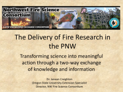 The Delivery of Fire Research in the PNW: Transforming science into meaningful action through a two-way exchange of knowledge and information, Dr. Janean Creighton