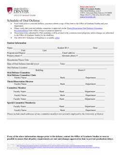 Schedule of Oral Defense