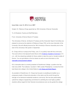Letter announcing chancellor selection