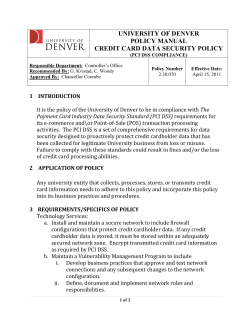 Credit Card Data Security Policy (2.30.070)