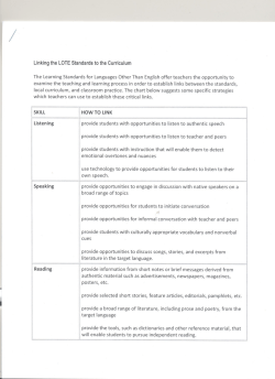 Linking the LOTE Standards to the Curriculum