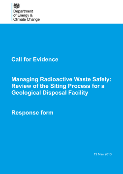 Managing Radioactive Waste Safely: Review of the Siting Process for a Geological Disposal Facility