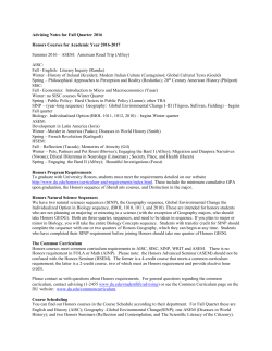 Advising Notes Fall 2016