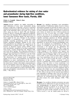 Crandall, C.A., Katz, B.G., and Hirten, J.J., 1999, Hydrochemical evidence for mixing of river water and groundwater during high-flow conditions, lower Suwannee River basin, Florida, USA: Hydrogeology Journal, v. 7, p. 454-467.