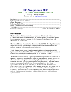 Notes from HIS Symposium, Austin, TX, March 7-9