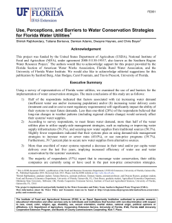 Use, Perceptions, and Barriers to Water Conservation Strategies for Florida Water Utilities. Electronic Data Information Source (EDIS) FE851. Gainesville, FL: University of Florida.