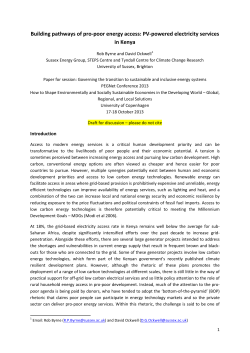 Building pathways of pro-poor energy access: PV-powered electricity services in Kenya