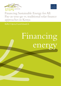 Financing Sustainable Energy for All: Pay-as-you-go vs. traditional solar finance approaches in Kenya