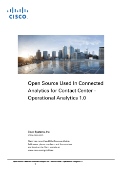 Open Source for Connected Analytics for Contact Center - Operational Analytics 1.0