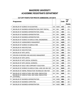 Cut-oof points for private admissions, 2013/2014