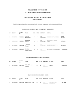 List of intermational candidates (international Scheme) admitted at the College of Education and External Studies