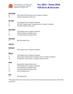 2015-2016 FOA Important Dates