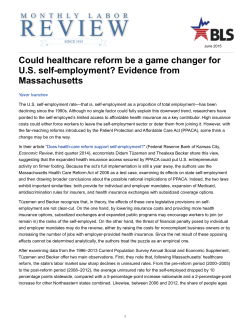 Could healthcare reform be a game changer for U.S. self-employment? Evidence from Massachusetts"