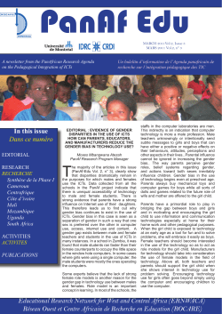 A newsletter from the PanAfrican Research Agenda on the Pedagogical Integration of ICTs