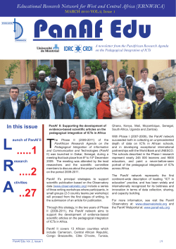 A newsletter from the PanAfrican Research Agenda on the Pedagogical Integration of ICTs