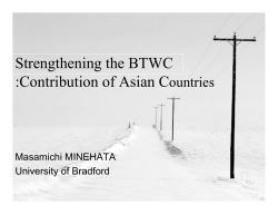 Strengthening the BTWC: Contribution of Asian Countries