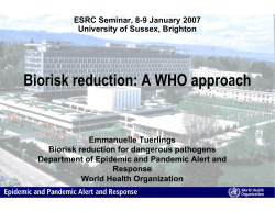 Biorisk reduction: A WHO approach
