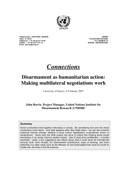 Disarmament as humanitarian action: Making multilateral negotiations work