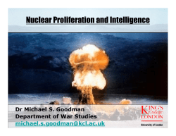 Nuclear Proliferation and Intelligence