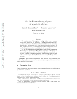 On the Lie enveloping algebra of a post-Lie algebra (article, K. Ebrahimi-Fard, A. Lundervolt, H. Munthe-Kaas)