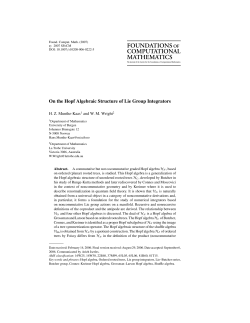 On the Hopf Algebraic Structure of Lie Group Integrators (article, H. Z. Munthe-Kaas, W. Wright)