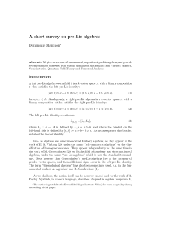 A short survey on pre-Lie algebras (D. Manchon)