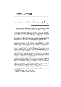 La structure combinatoire du calcul int&eacute;gral (K. Ebrahimi-Fard, F. Patras)
