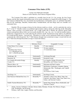 CPI Current Area Publication Schedule