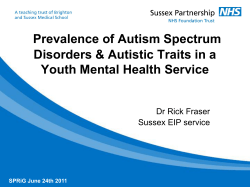 Dr Rick Fraser: Prevalence of Autism Spectrum Disorders & Autistic Traits in a Youth Mental Health Service