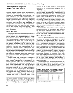 Indexing Federal programs: the CPI and other indexes