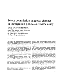Select commission suggests changes in immigration policy - a review essay