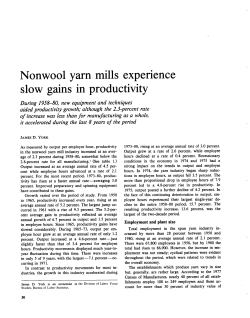 Nonwool yarn mills experience slow gains in productivity