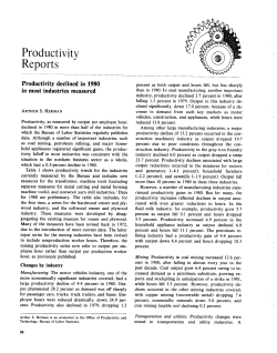Productivity declined in 1980 in most industries measured