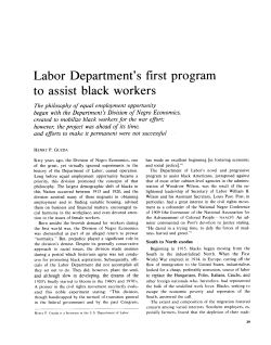 Labor Department s first program to assist black workers