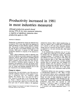 Productivity increased in 1981 in most industries measured