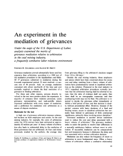 An experiment in the mediation of grievances