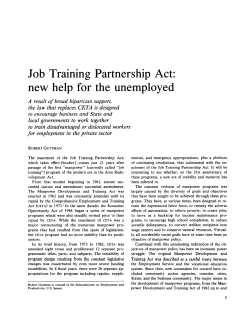 Job Training Partnership Act: new help for the unemployed