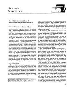 The origins and operations of area labor-management committees