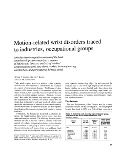Motion-related wrist disorders traced to industries, occupational groups
